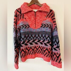 John + Jenn Nash Abstract Quarter-Zip Pullover Sweater, Preloved, Sz XS